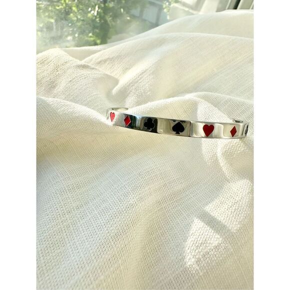 Silver color poker face bangle bracelet - Picture 2 of 5